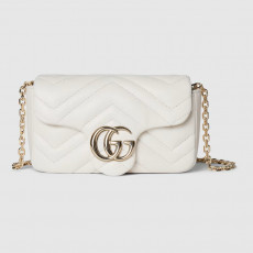 GUCCI-구찌 841290 AAFAX 9050 화이트 가죽 GG 마몽 미니 숄더백