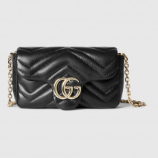 GUCCI-구찌 841290 AAFAX 1000 블랙 가죽 GG 마몽 미니 숄더백